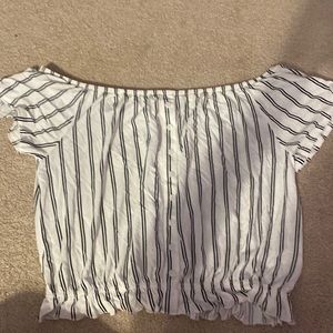cute stripe off the shoulder crop top!